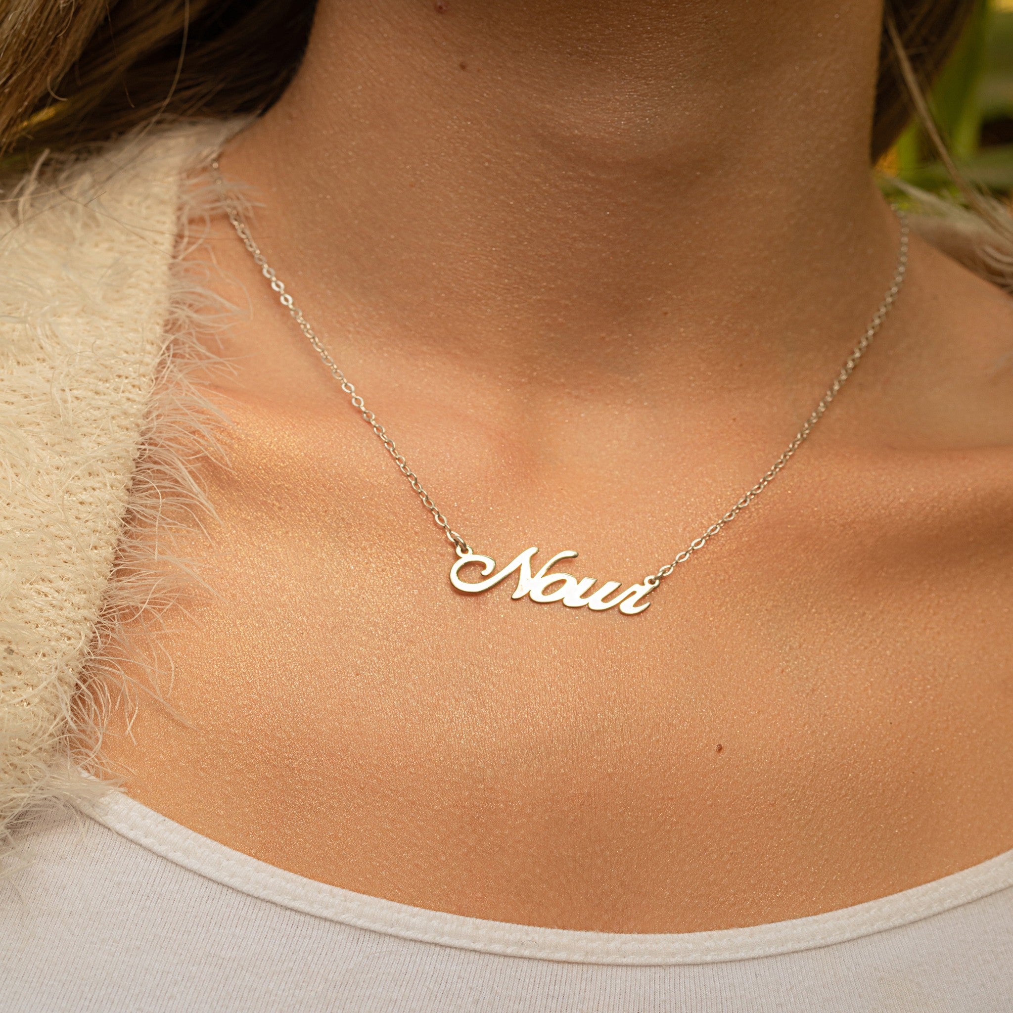 Sterling Silver Name Necklace in English - Angel Script, Jewelry