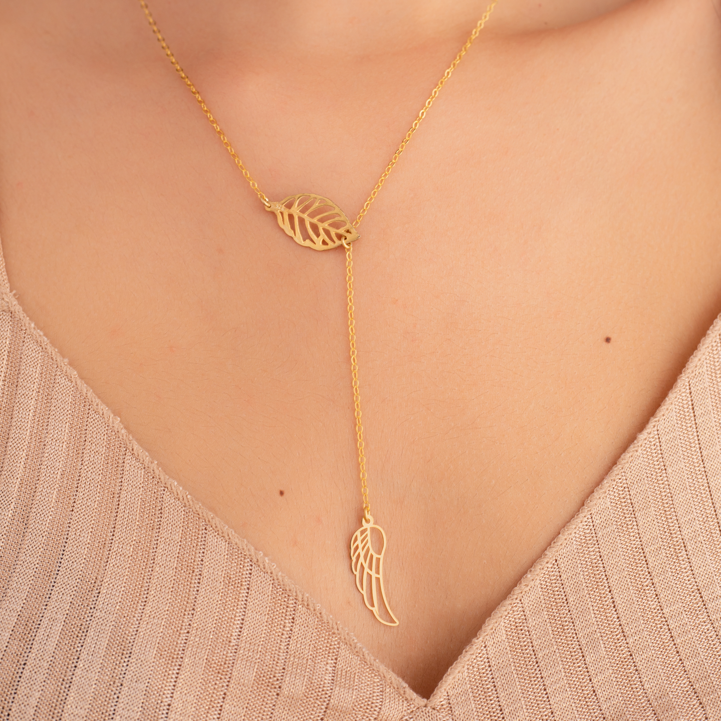 Leaf & Wing Dangling Necklace